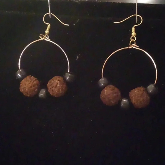 Hand Crafted Jewelry - ❤️Handmade Wooden Bead Earring Hoops with plastic Beads
